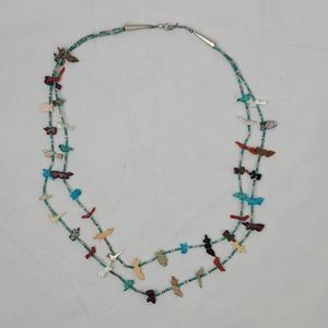 Vintage Tourquose Silver Necklace Indian Jewelry